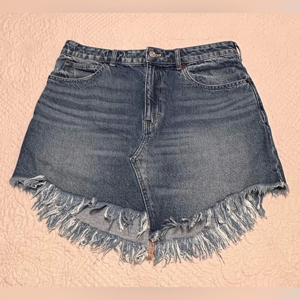 We the Free Distressed Denim Mini Skirt Size 30